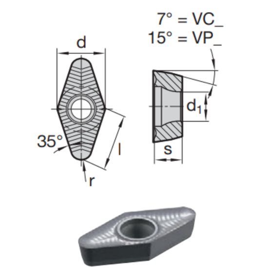 Picture of LMT Fette VCGT220530-ALM LW610 Milling Insert 35.0°